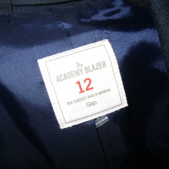 Gap The Classic Academy Blazer Sz. 12 Navy Blue black trim lined m - Picture 2 of 4